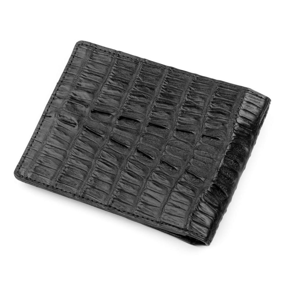 Кошелек из натуральной кожи крокодила (каймана) Ekzotic Leather Черный (cw 76)