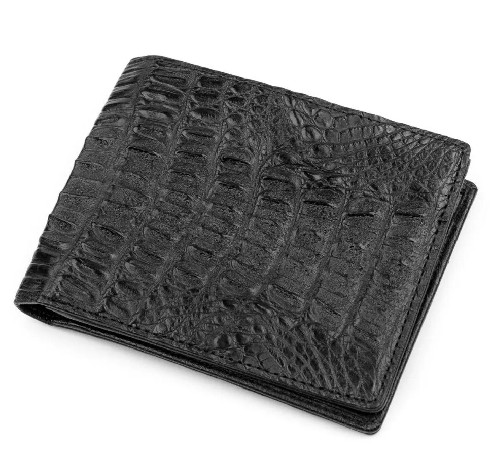 Кошелек из натуральной кожи крокодила (каймана) Ekzotic Leather Черный (cw 76)