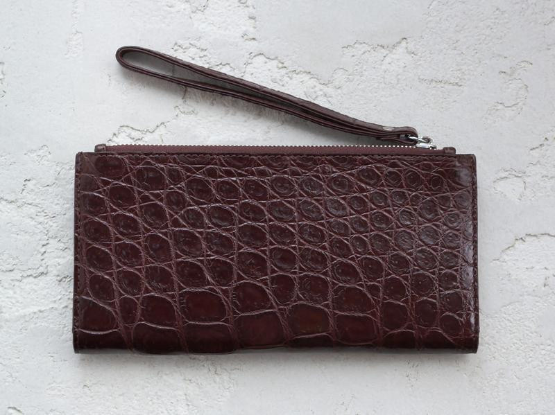 Гаманець із натуральної шкіри крокодила Ekzotic Leather коричневий на блискавці (cw 93_2)