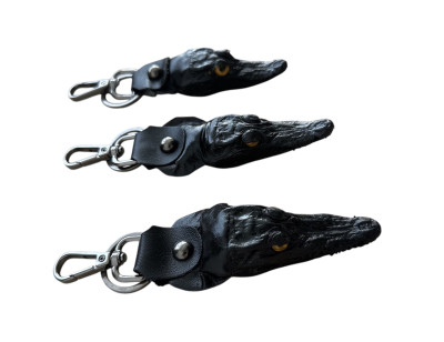 Брелок для ключів зі справжньою головою крокодила чорний Ekzotic leather crc07