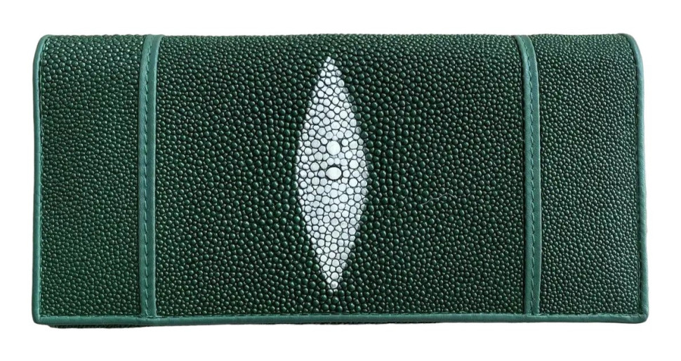 Гаманець жіночий із натуральної шкіри ската  Ekzotic Leather Зелений (stw 29_3)