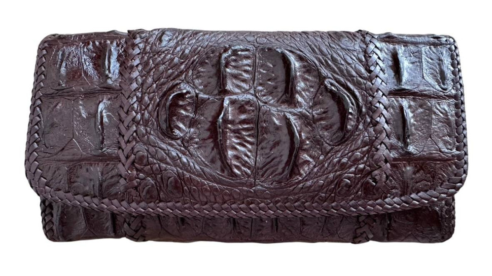 Гаманець портмоне жіноче із натуральної шкіри крокодила Ekzotic Leather Коричневе (cw 125)