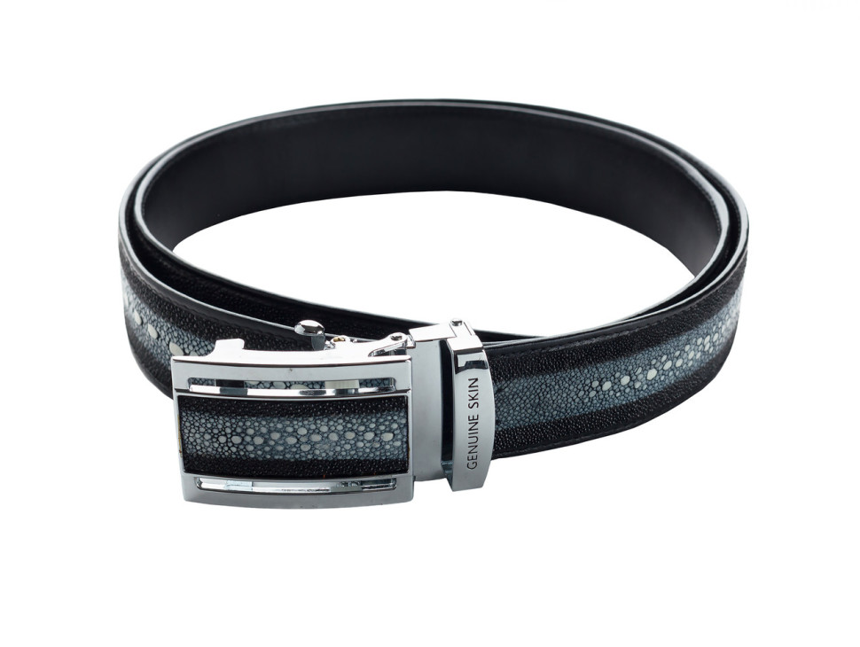 Ремень из кожи морского ската Ekzotic Leather с белой спинкой (stb12)