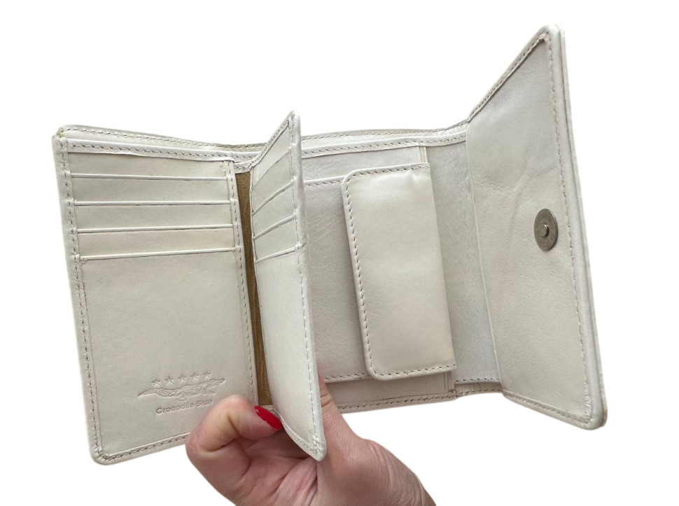 Кошелек женский из кожи крокодила  Ekzotic Leather  Белый (cw128)