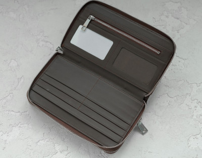 Барсетка из кожи крокодила на двух молниях Ekzotic Leather Коричневая (cb 23)