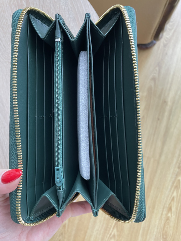 Гаманець портмоне жіночий зі шкіри крокодила на блискавці  Ekzotic Leather темно-зелений (cw 01)