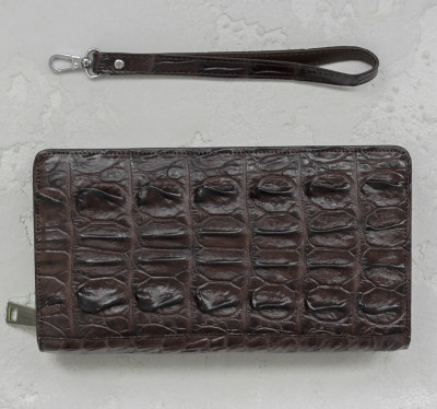 Кошелек из кожи крокодила на молнии Ekzotic Leather Коричневый (cw 84)