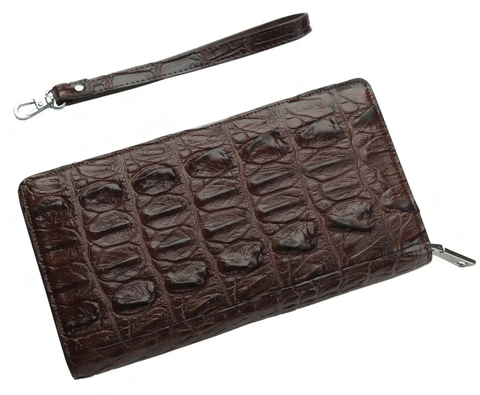 Кошелек из кожи крокодила на молнии Ekzotic Leather Коричневый (cw 84)