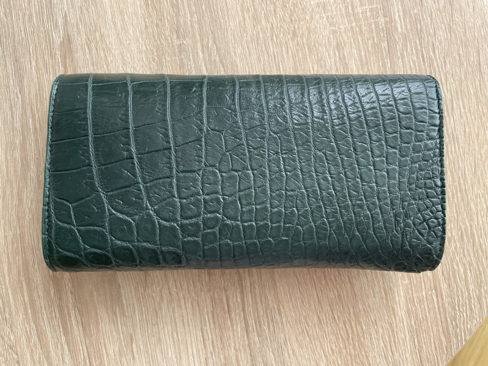 Гаманець портмоне жіночий зі шкіри крокодила  Ekzotic Leather темно-зелений (cw 95_3)