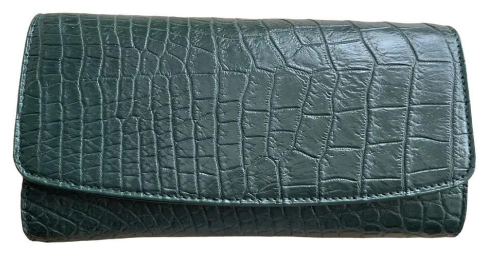 Гаманець портмоне жіночий зі шкіри крокодила  Ekzotic Leather темно-зелений (cw 95_3)