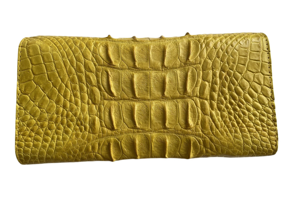Гаманець портмоне жіночий із натуральної шкіри крокодила  Ekzotic Leather жовтий (cw 25_4)