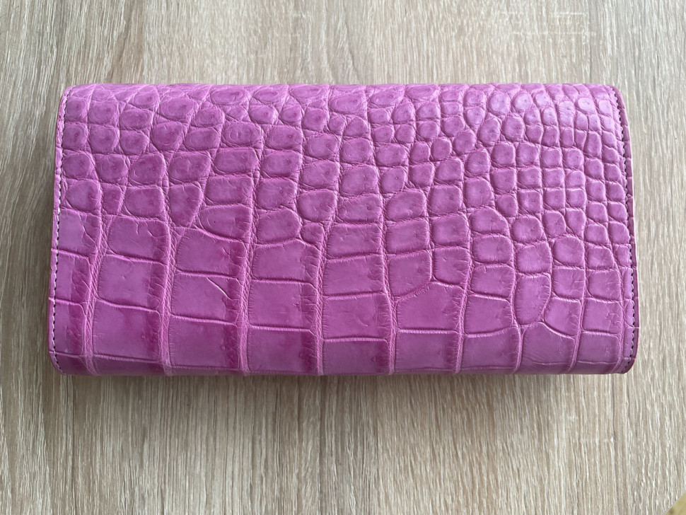 Гаманець портмоне жіночий із натуральної шкіри крокодила  Ekzotic Leather рожевий (cw 25_5)