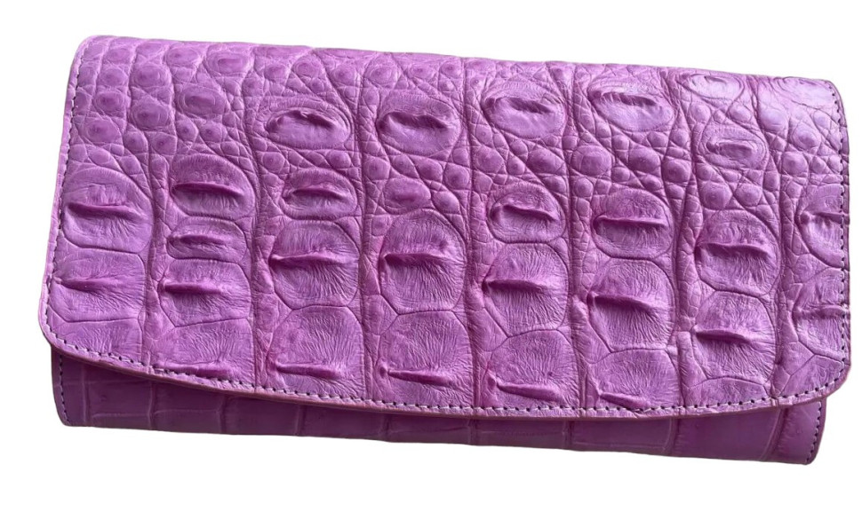 Гаманець портмоне жіночий із натуральної шкіри крокодила  Ekzotic Leather рожевий (cw 25_5)