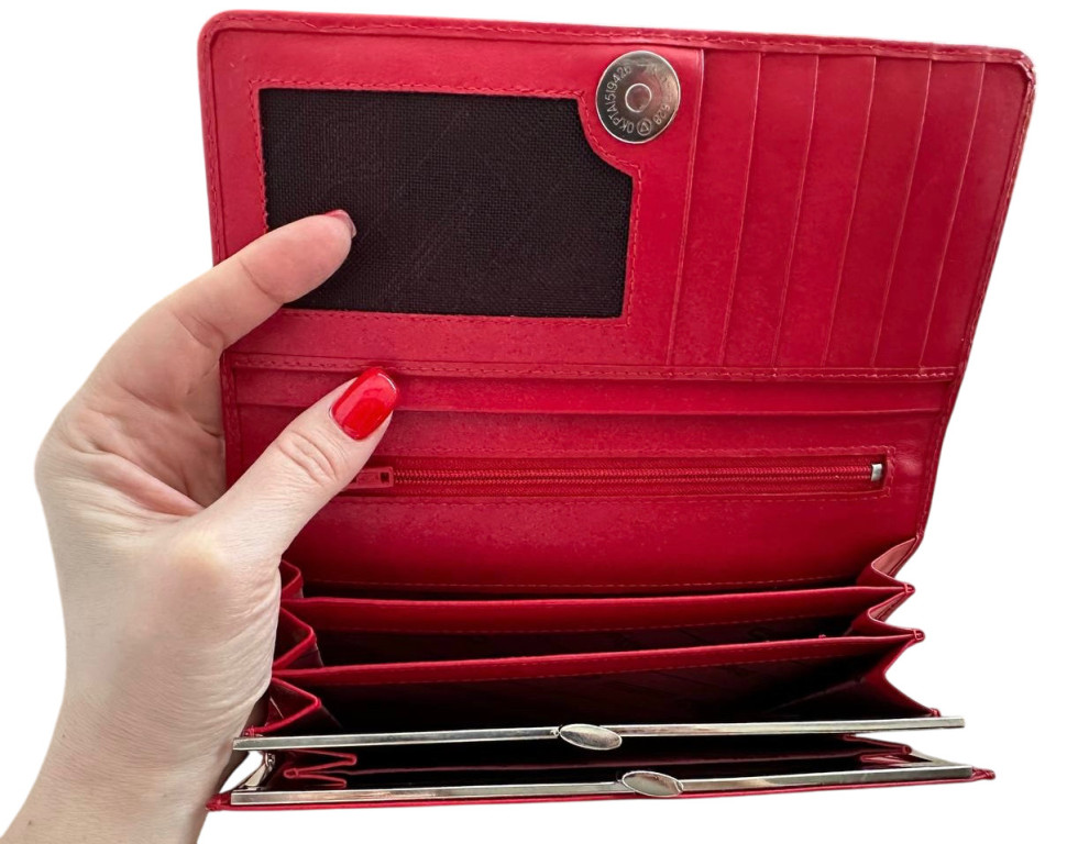 Кошелек из кожи ската Ekzotic leather Красный (stw 39)