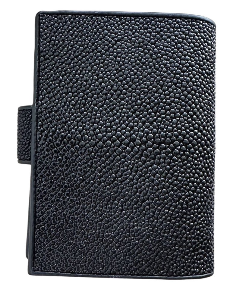 Обкладинка на паспорт із натуральної шкіри ската Ekzotic Leather Чорна  (sp02)