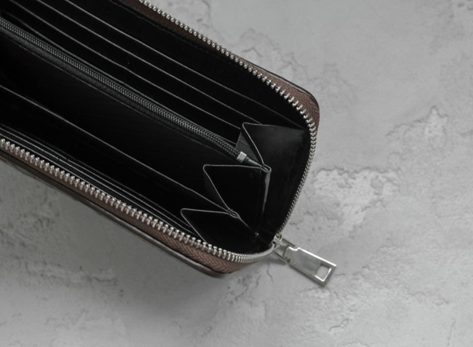 Кошелек Ekzotic Leather из натуральной кожи крокодила Коричневый  (cw 82)