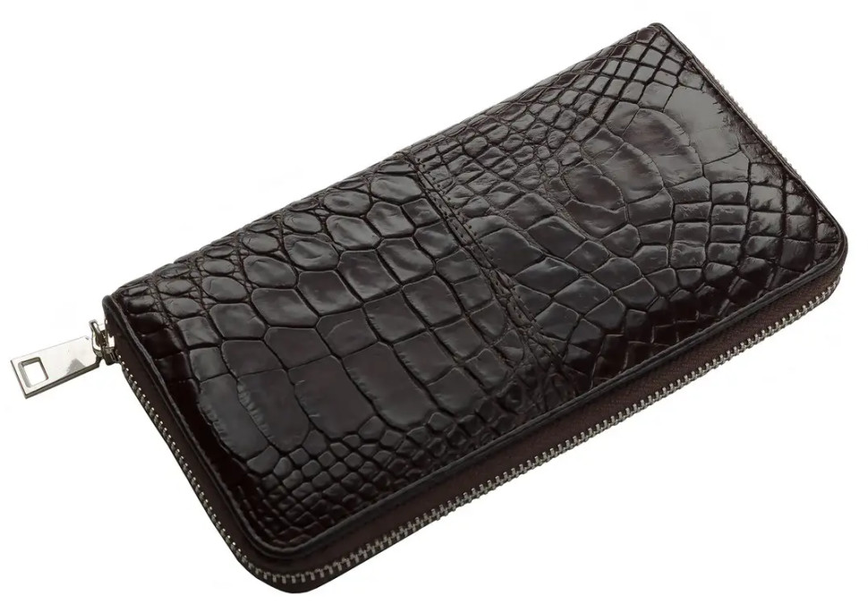 Кошелек Ekzotic Leather из натуральной кожи крокодила Коричневый  (cw 82)