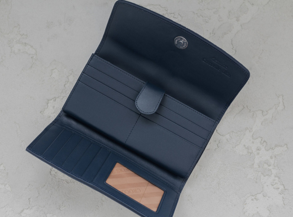 Гаманець портмоне жіночий із натуральної шкіри крокодила чорний  Ekzotic Leather (cw 25_2)