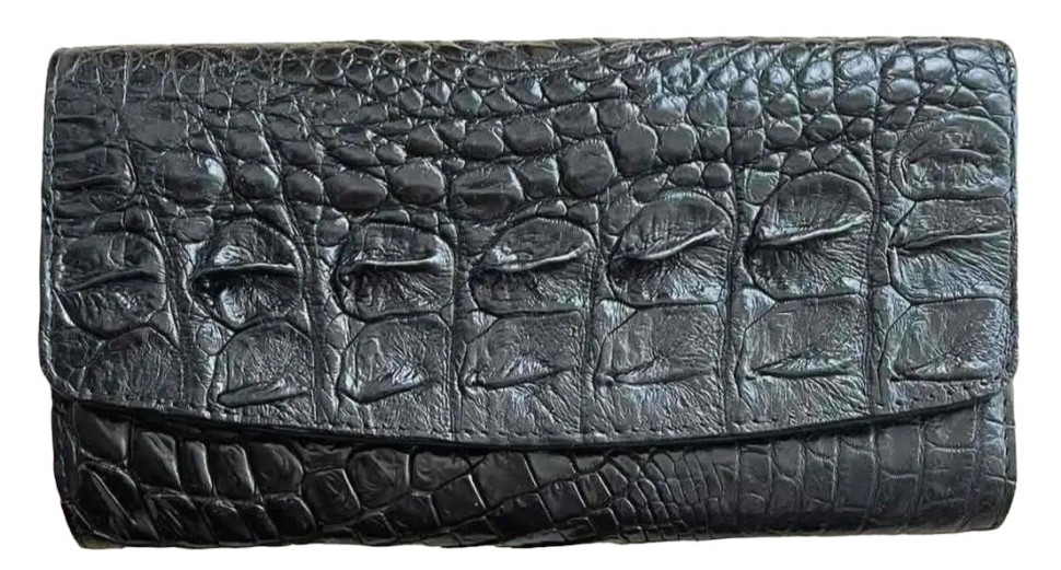 Гаманець портмоне жіночий із натуральної шкіри крокодила чорний  Ekzotic Leather (cw 25_2)