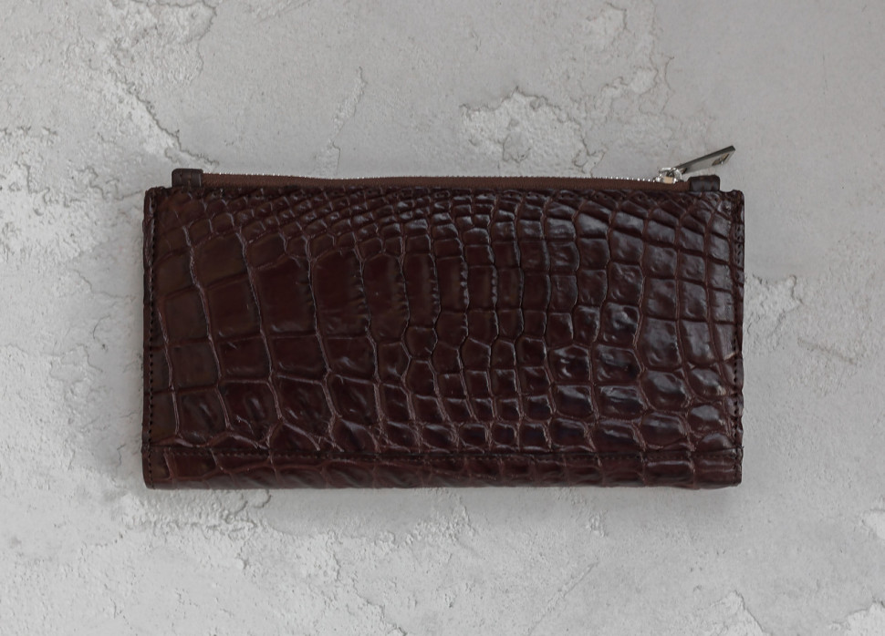 Кошелек из кожи крокодила на молнии Ekzotic Leather Коричневый (cw 93)
