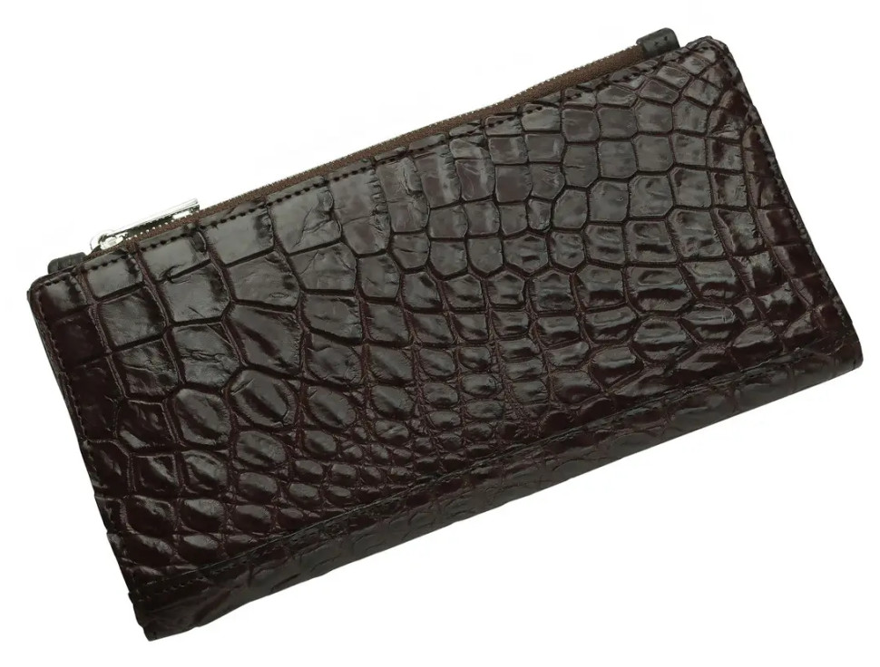 Кошелек из кожи крокодила на молнии Ekzotic Leather Коричневый (cw 93)