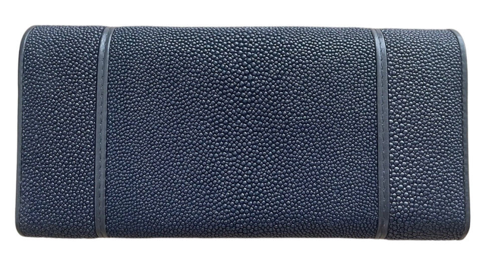 Гаманець жіночий із натуральної шкіри морського ската  Ekzotic Leather темно-синій (stw 29_2)