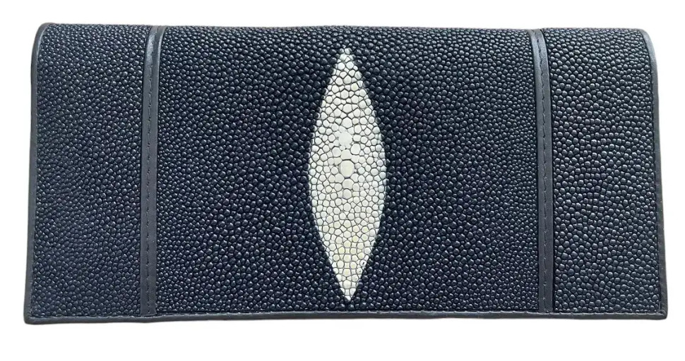 Гаманець жіночий із натуральної шкіри морського ската  Ekzotic Leather темно-синій (stw 29_2)