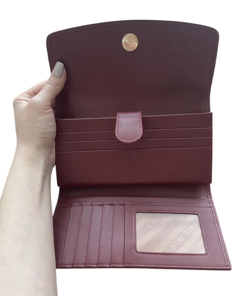 Гаманець портмоне жіночий із натуральної шкіри крокодила  Ekzotic Leather бордовий (cw 95_4)