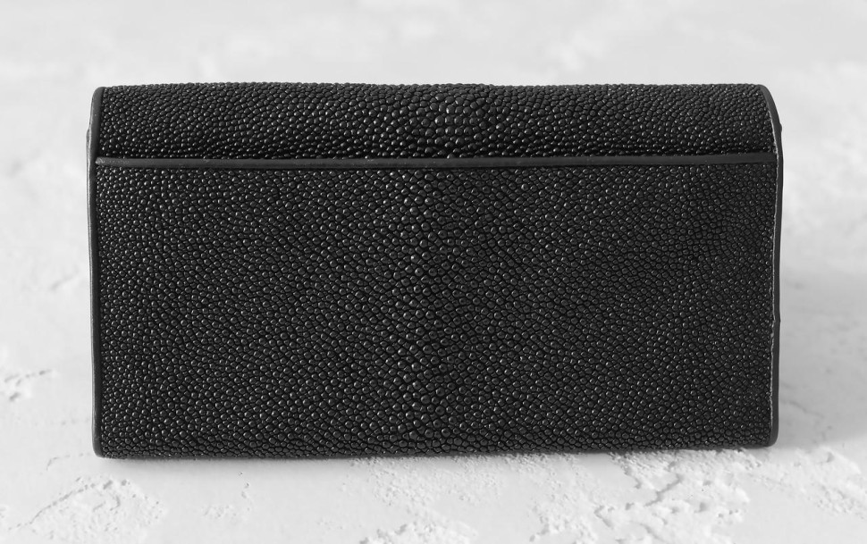 Кошелек женский из натуральной кожи морского ската Ekzotic Leather Черный (stw 15_1)