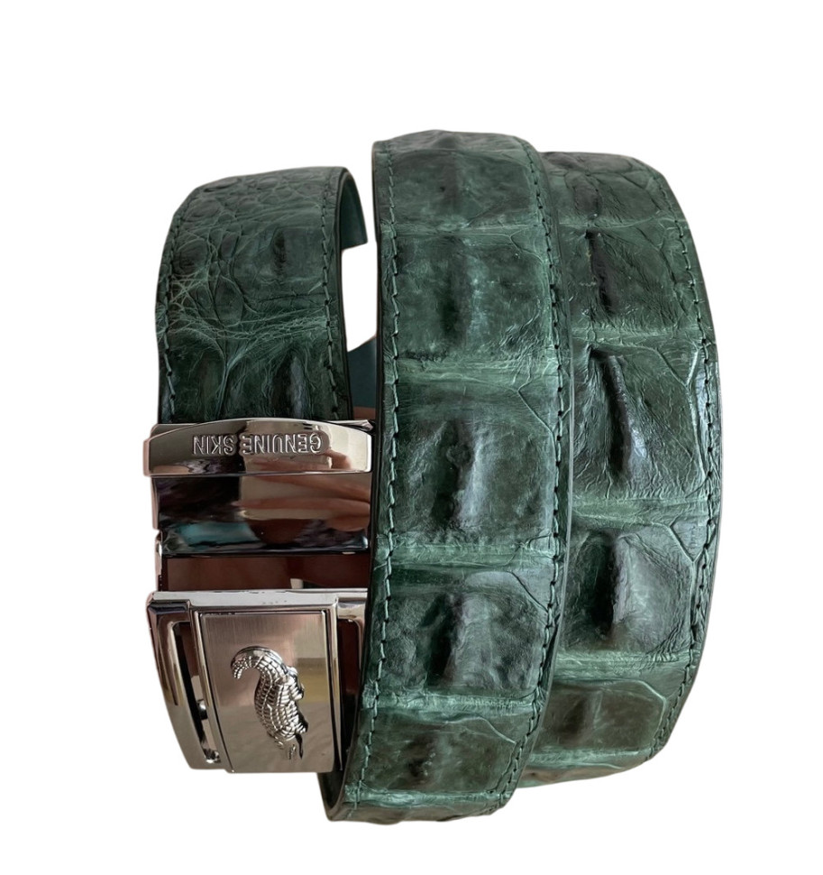 Ремінь чоловічий зелений із натуральної шкіри крокодила  Ekzotic Leather (crb 05_2)