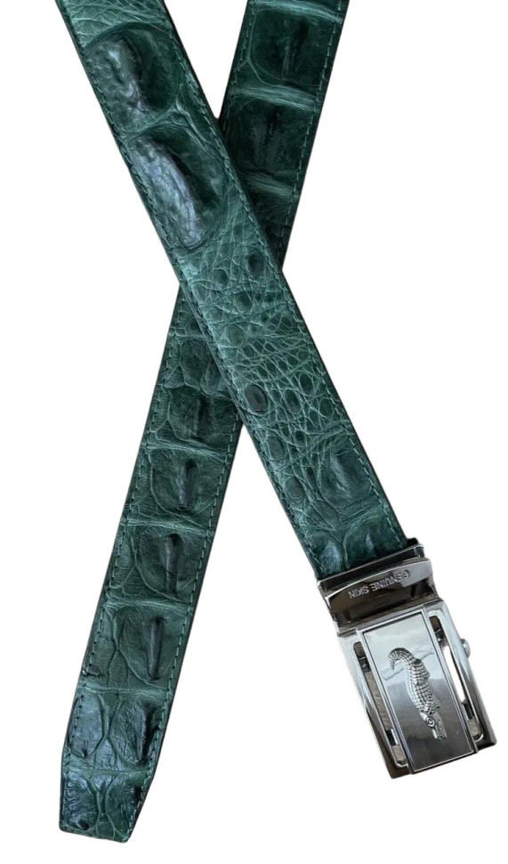 Ремінь чоловічий зелений із натуральної шкіри крокодила  Ekzotic Leather (crb 05_2)
