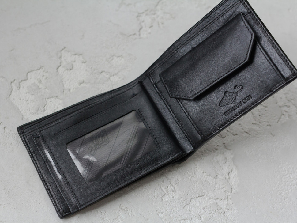 Портмоне из кожи ската Ekzotic Leather Черное (stw21)