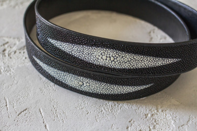 Ремень из кожи ската Ekzotic Leather Черный (stb03)