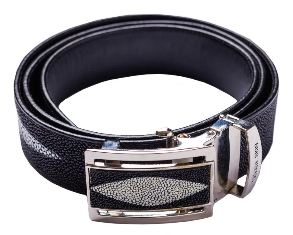 Ремень из кожи ската Ekzotic Leather Черный (stb03)