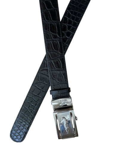 Ремінь чоловічий із натуральної шкіри крокодила  Ekzotic Leather чорний (crb 06)