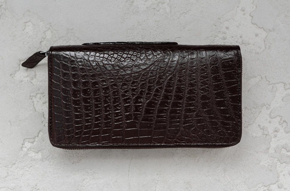 Кошелек-клатч  из натуральной кожи крокодила  Ekzotic Leather Коричневый   (cw 28)