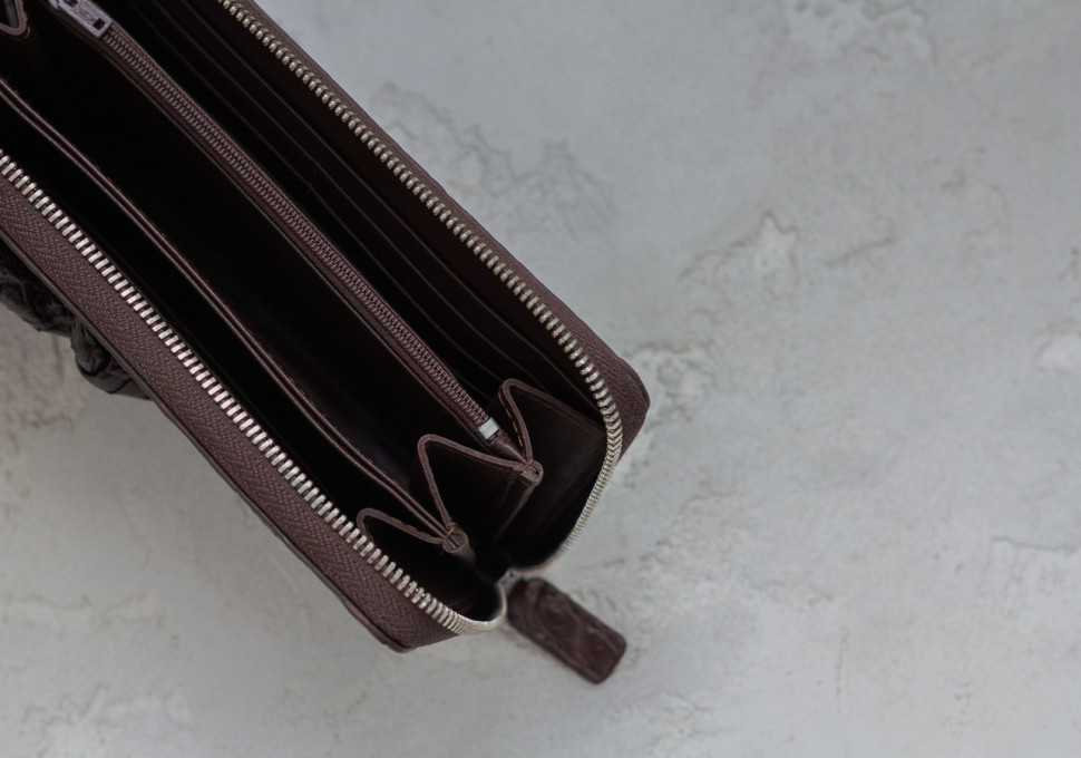 Кошелек-клатч  из натуральной кожи крокодила  Ekzotic Leather Коричневый   (cw 28)