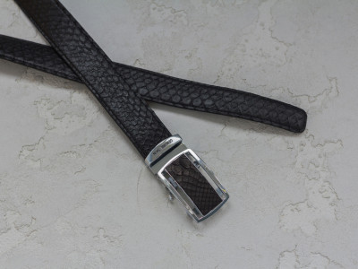 Ремень из кожи питона  Ekzotic Leather Черный (snb 05_1)