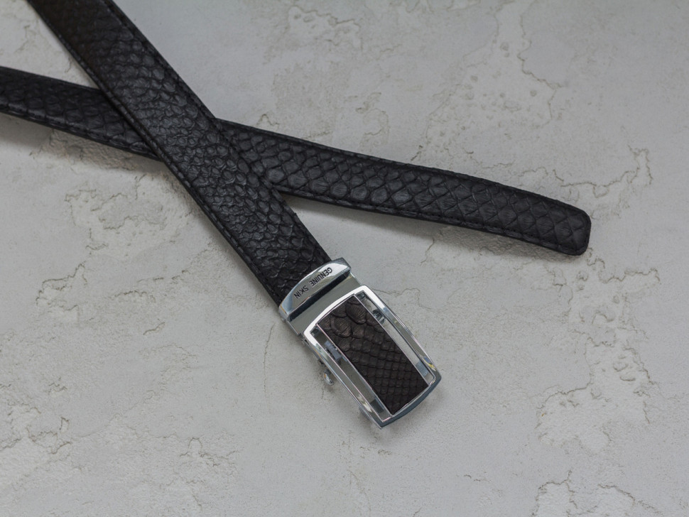 Ремень из кожи питона  Ekzotic Leather Черный (snb 05_1)
