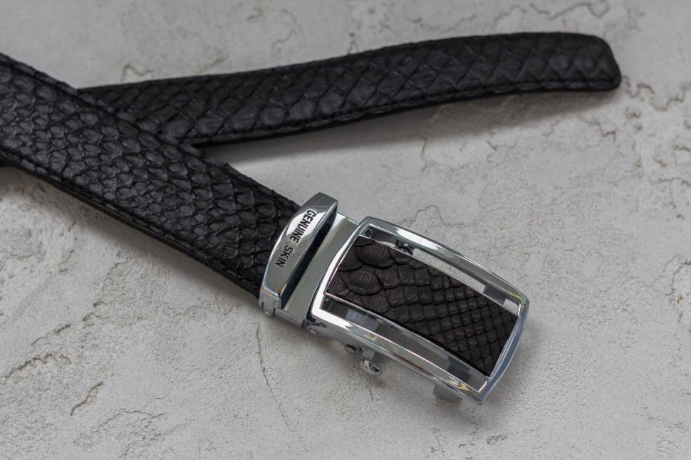 Ремень из кожи питона  Ekzotic Leather Черный (snb 05_1)