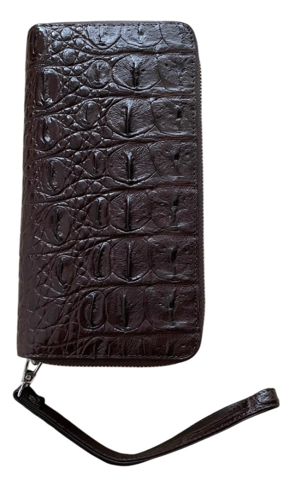 Барсетка клатч чоловічий на двох блискавках зі шкіри крокодила Ekzotic Leather Коричневий (cb02)