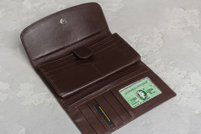 Кошелек из кожи страусаEkzotic leather  Коричневый (ow03)