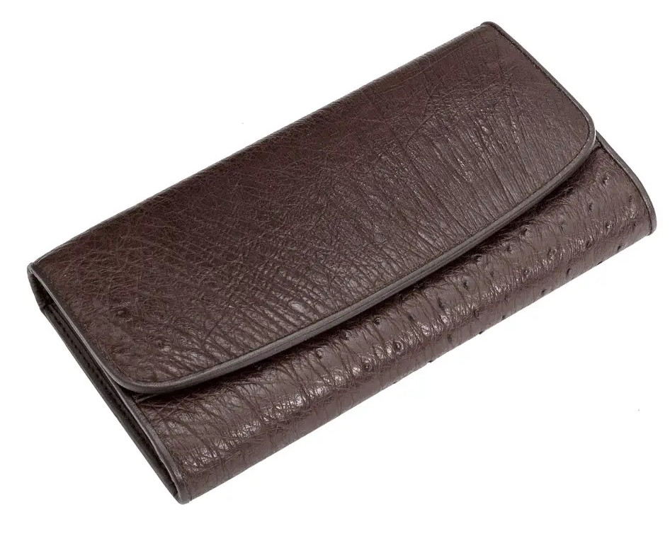 Кошелек из кожи страусаEkzotic leather  Коричневый (ow03)