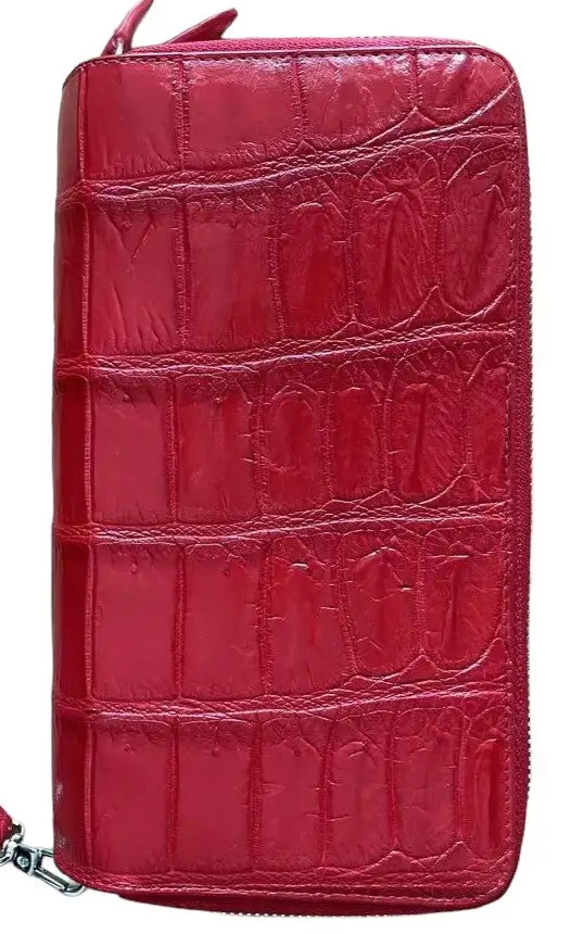 Клатч гаманець жіночий червоний із  шкіри крокодила на 2 блискавках  Ekzotic Leather (cb 06)