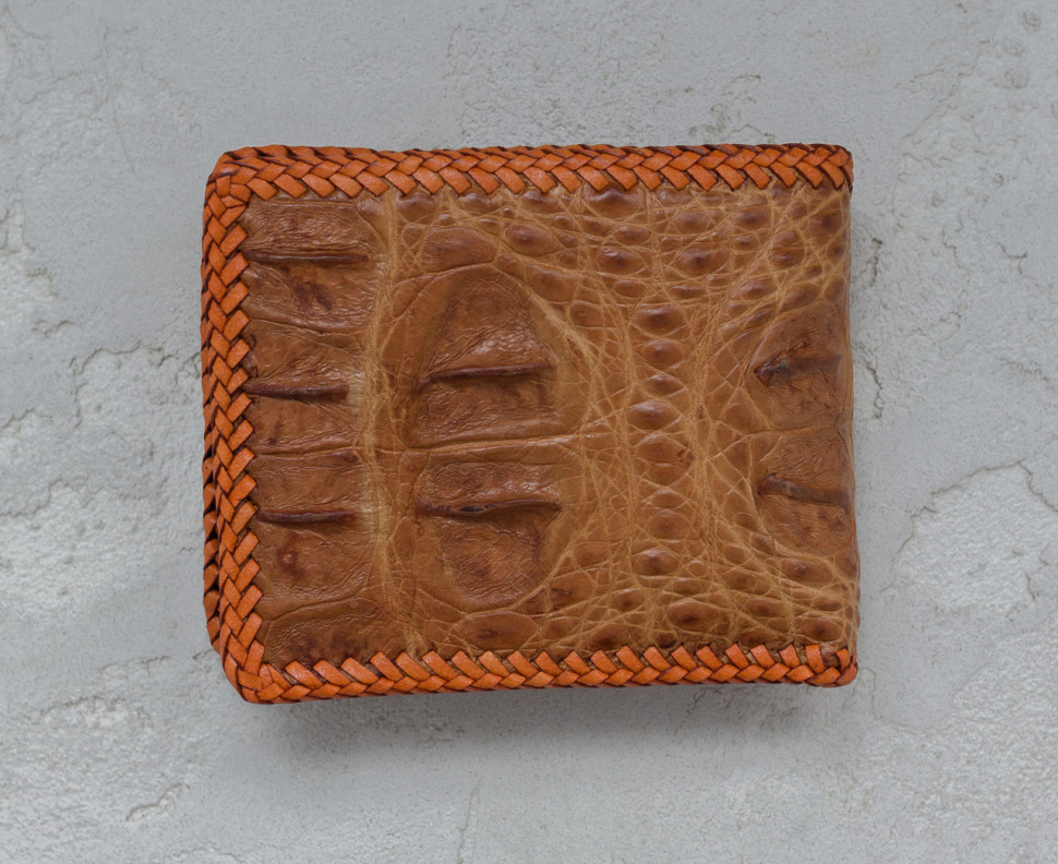 Кошелек из кожи крокодила с оплеткой  Ekzotic Leather Коричневый (cw17_1)