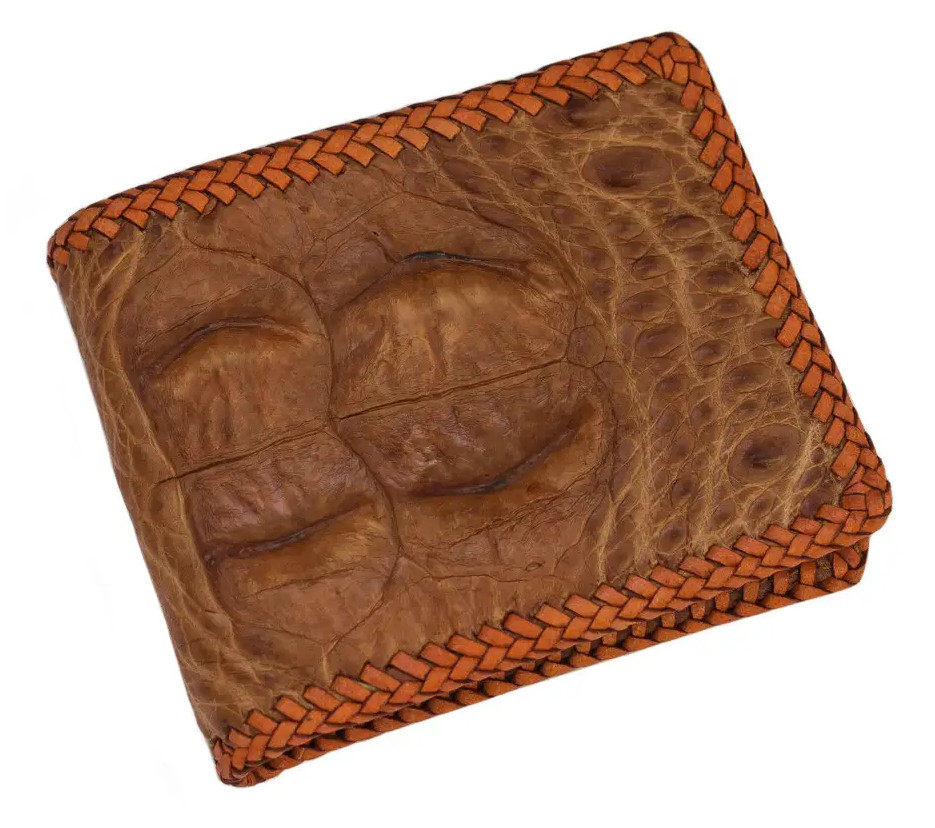 Кошелек из кожи крокодила с оплеткой  Ekzotic Leather Коричневый (cw17_1)