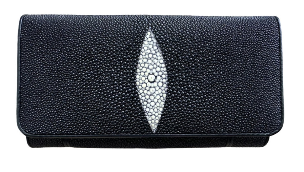 Кошелек из кожи ската Ekzotic leather Черный (stw 15)