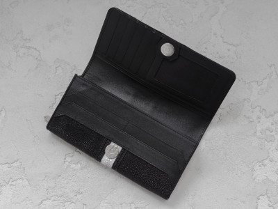 Кошелек женский из натуральной кожи морского ската  Ekzotic Leather Черный ( ...