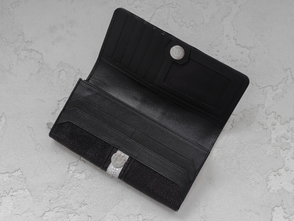 Кошелек женский из натуральной кожи морского ската  Ekzotic Leather Черный (stw 79_1)