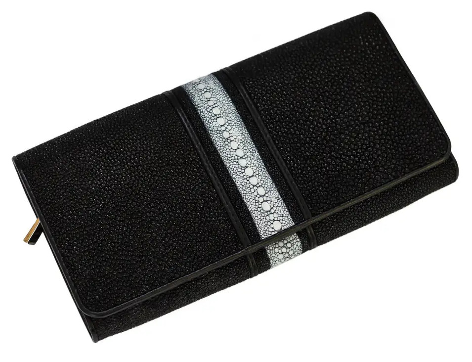 Кошелек женский из натуральной кожи морского ската  Ekzotic Leather Черный (stw 79_1)